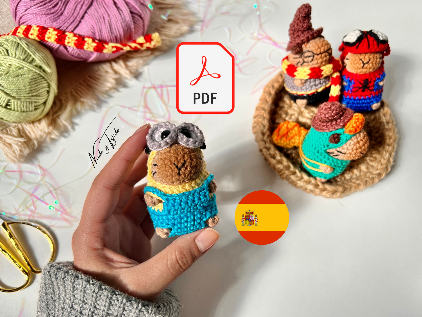 Minion Disfraz Capibara Patrón PDF Español, Portugués, Inglés por Nudo y Tejido