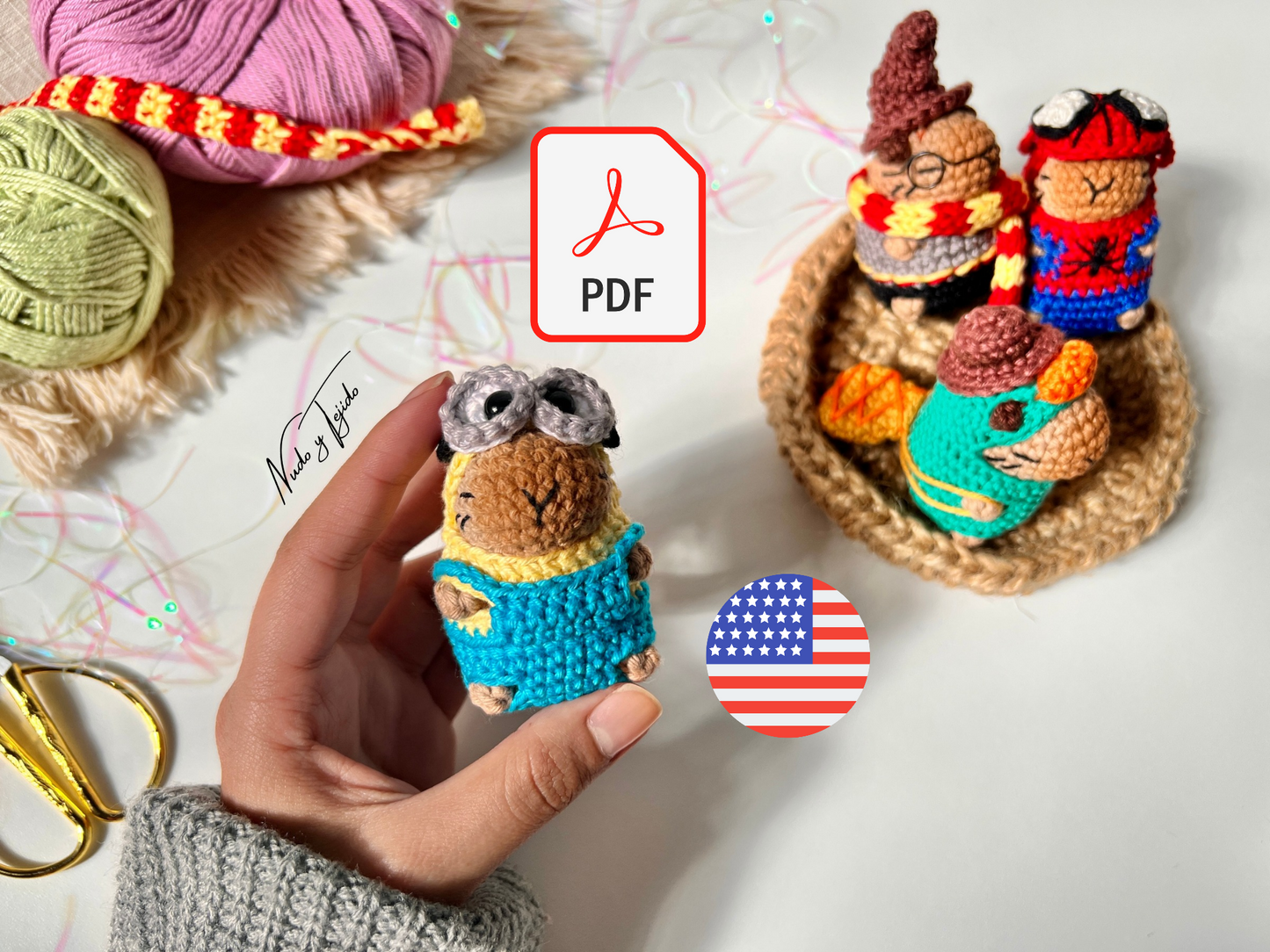 Minion Disfraz Capibara Patrón PDF Español, Portugués, Inglés por Nudo y Tejido