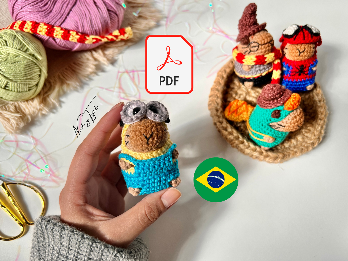 Minion Disfraz Capibara Patrón PDF Español, Portugués, Inglés por Nudo y Tejido