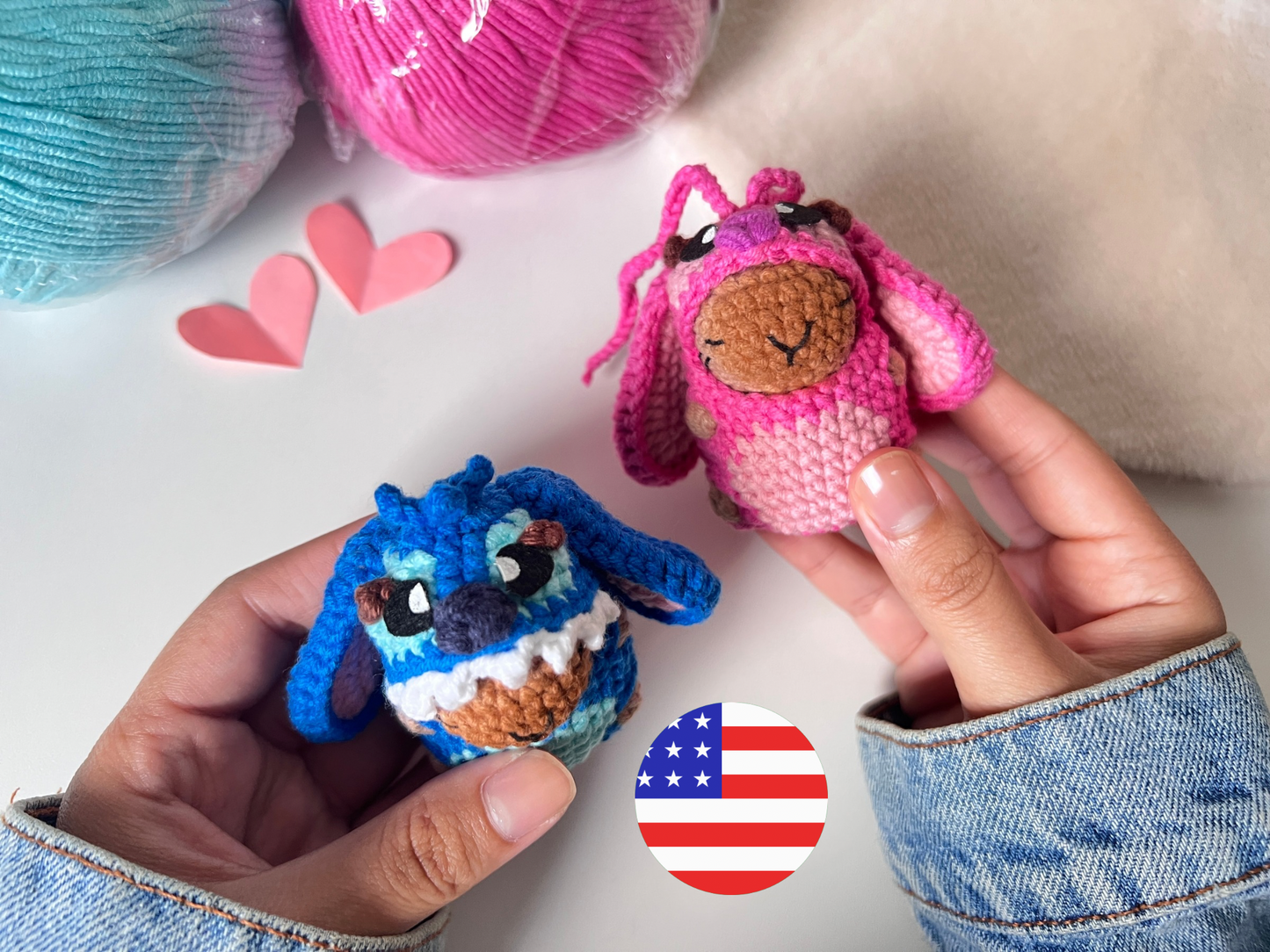 Disfraces Capibara Stitch y Angel Patrón PDF Esp, Port, Ing - Nudo y Tejido