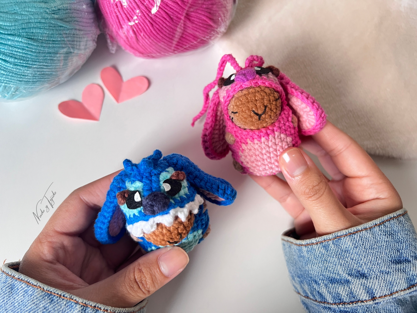 Disfraces Capibara Lilo, Stitch y Angel Patrón PDF Esp, Port, Ing - Nudo y Tejido