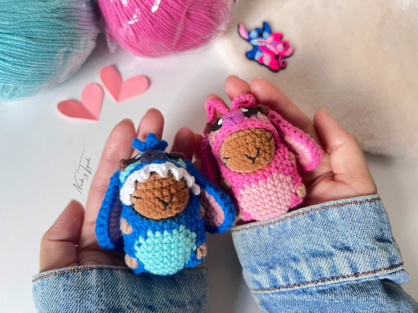 Disfraces Capibara Lilo, Stitch y Angel Patrón PDF Esp, Port, Ing - Nudo y Tejido