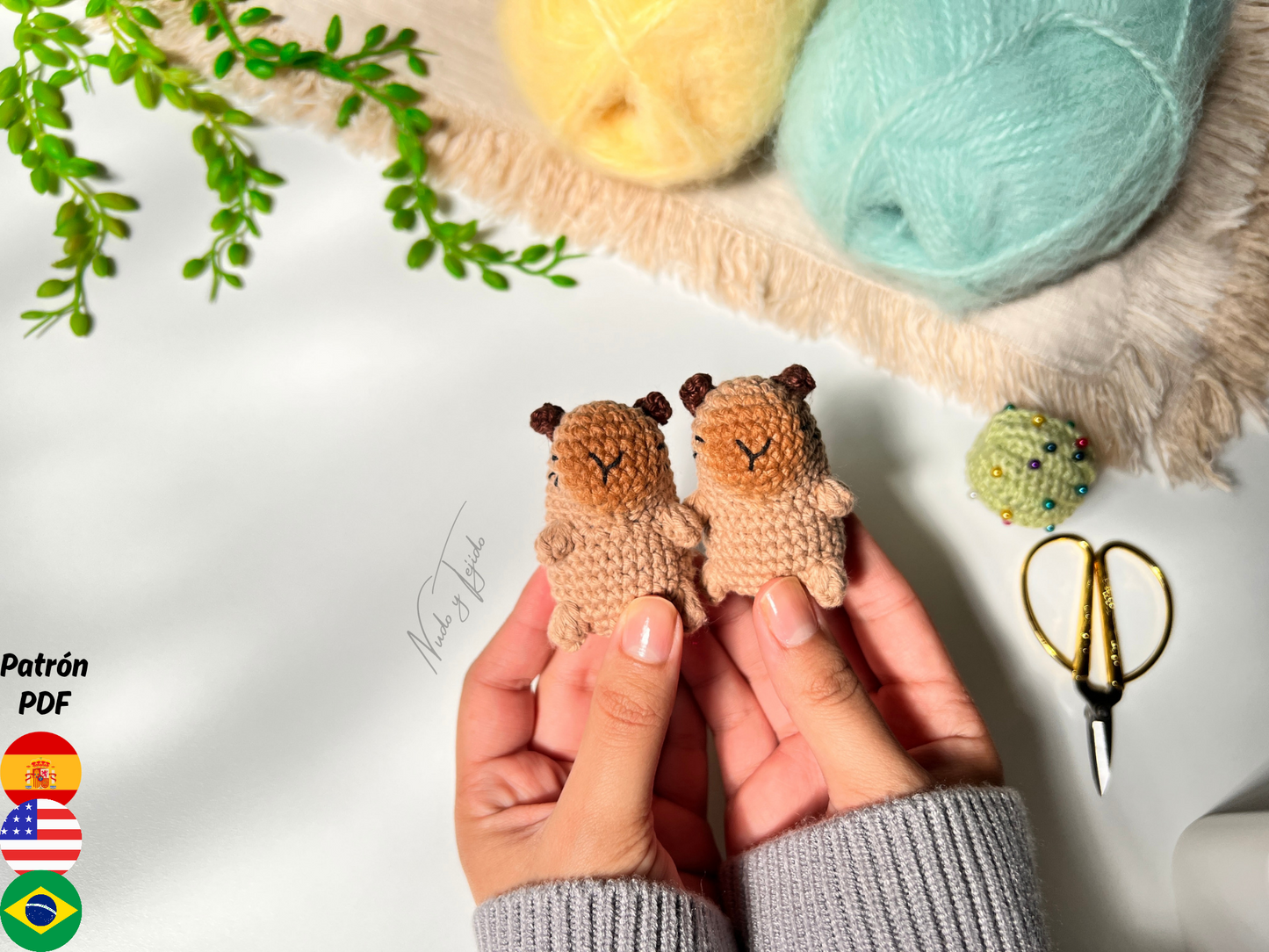 Patrón Capibara crochet PDF Español, English, Português