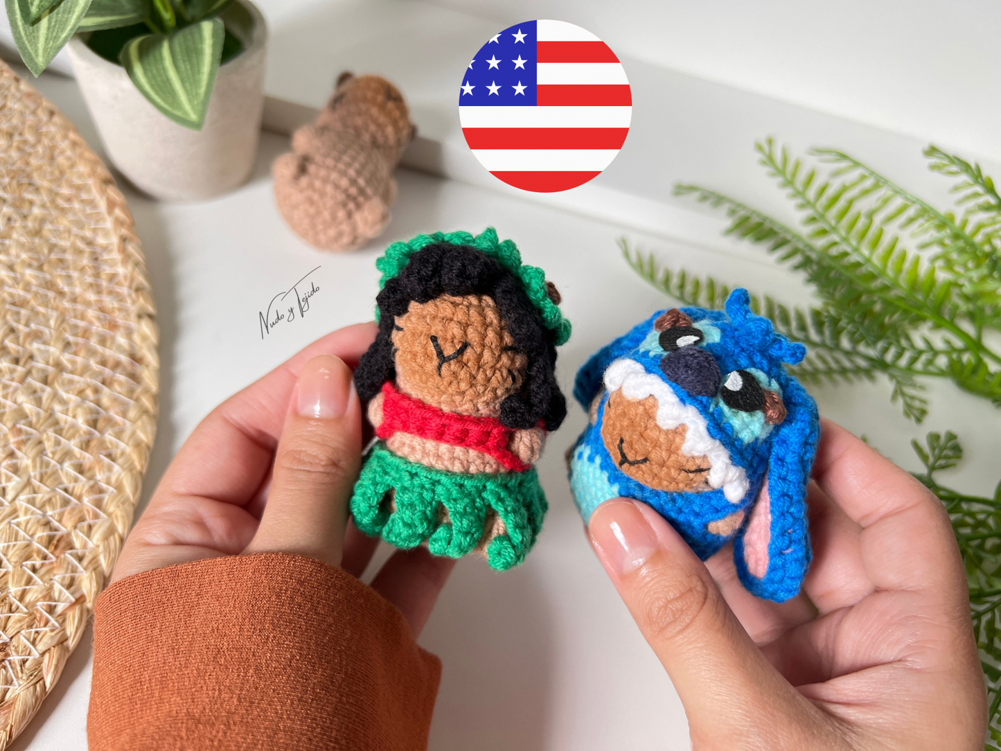 Disfraces Capibara Lilo, Stitch y Angel Patrón PDF Esp, Port, Ing - Nudo y Tejido
