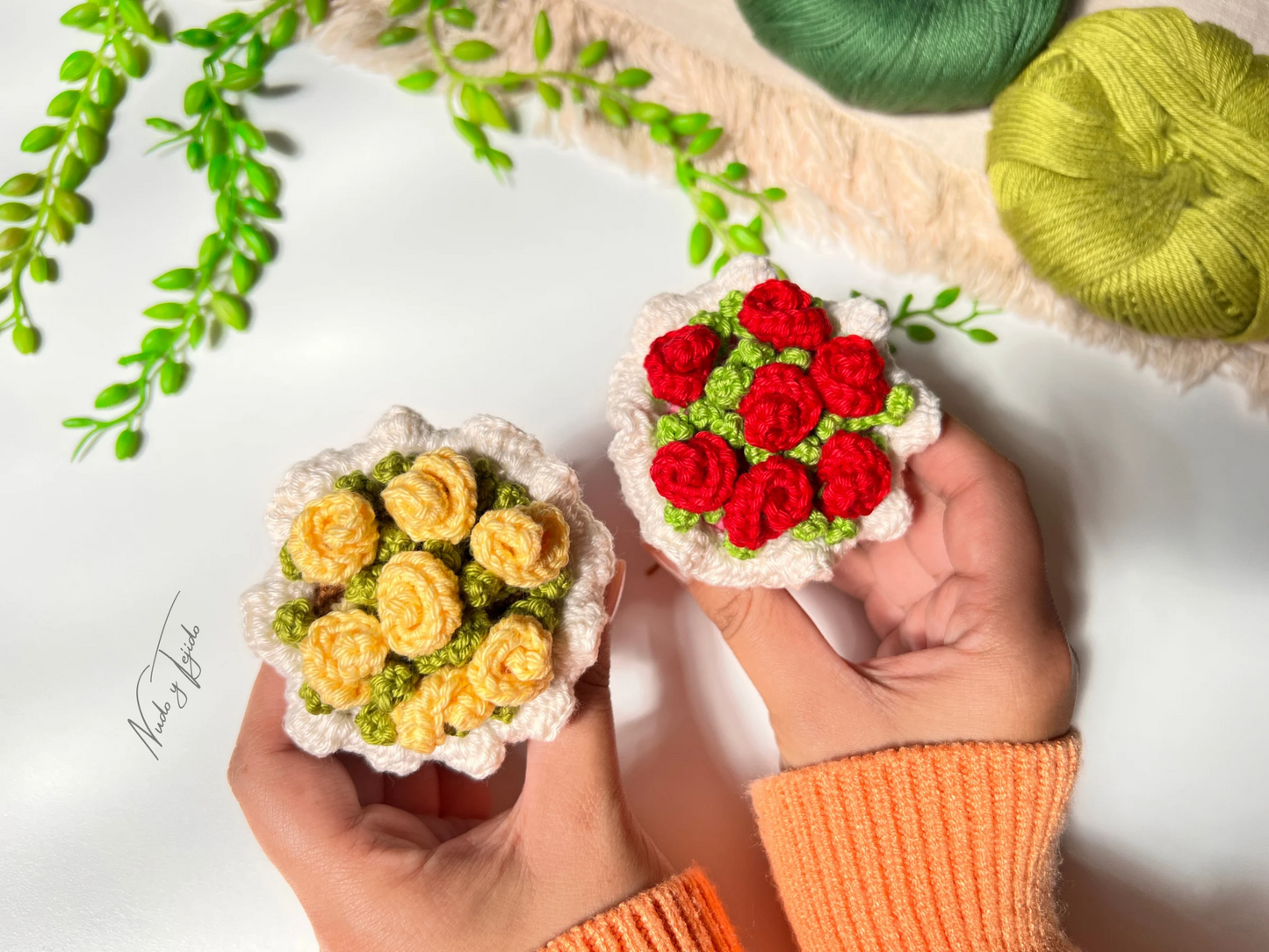 Patrón Ramo de Flores Crochet PDF Español, English, Português