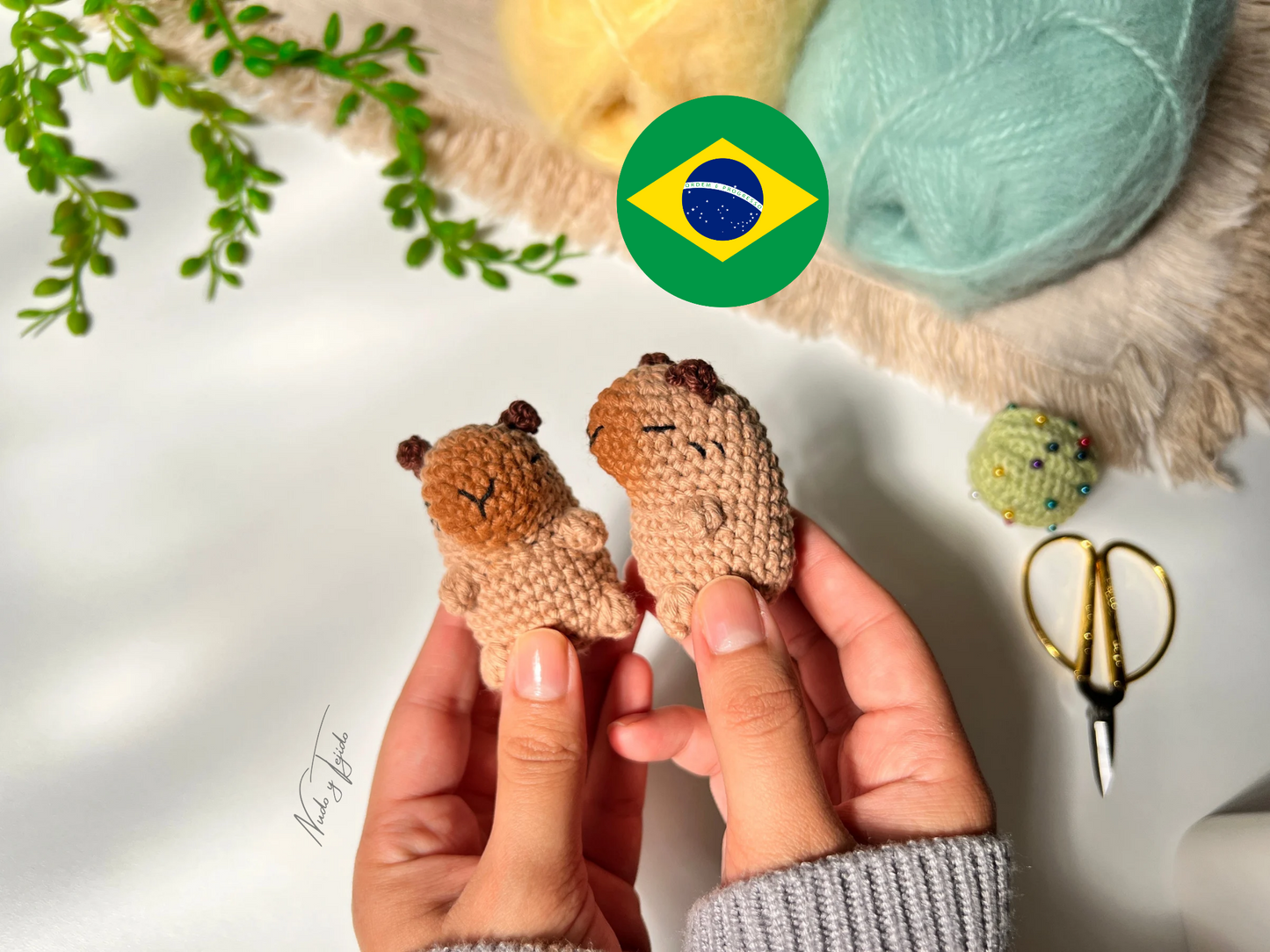 Patrón Capibara crochet PDF Español, English, Português