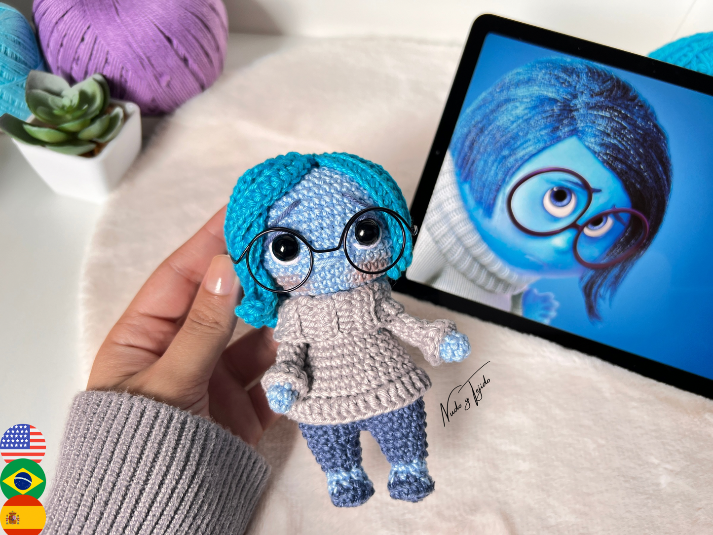 Tristeza Intensamente Amigurumi Patrón PDF Español, Portugues, Inglés