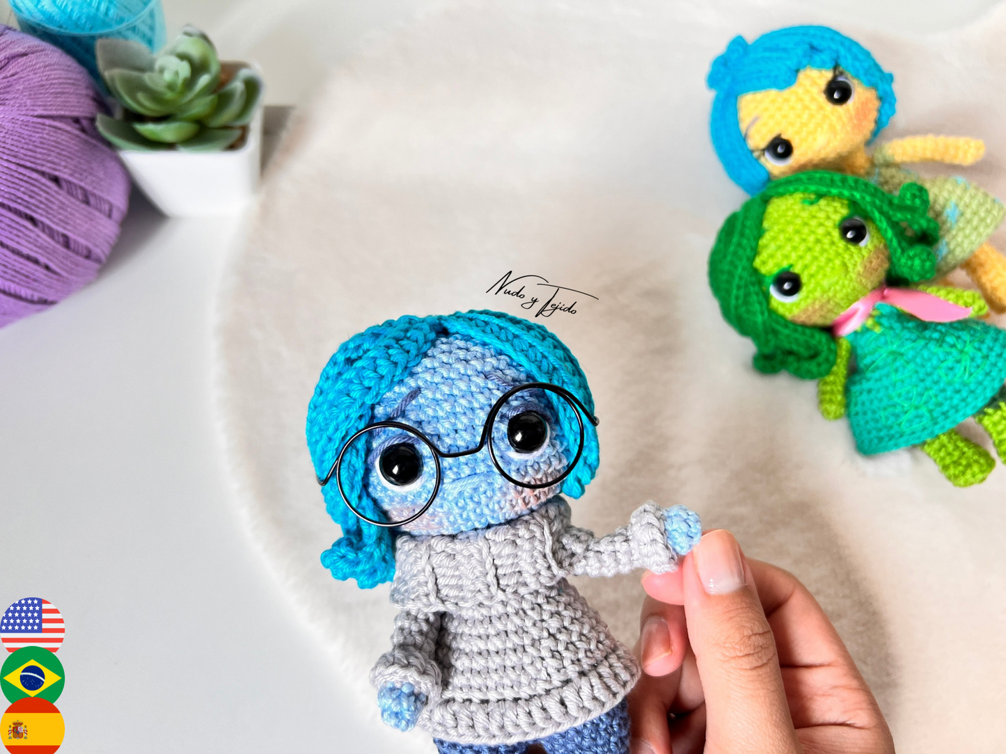 Tristeza Intensamente Amigurumi Patrón PDF Español, Portugues, Inglés