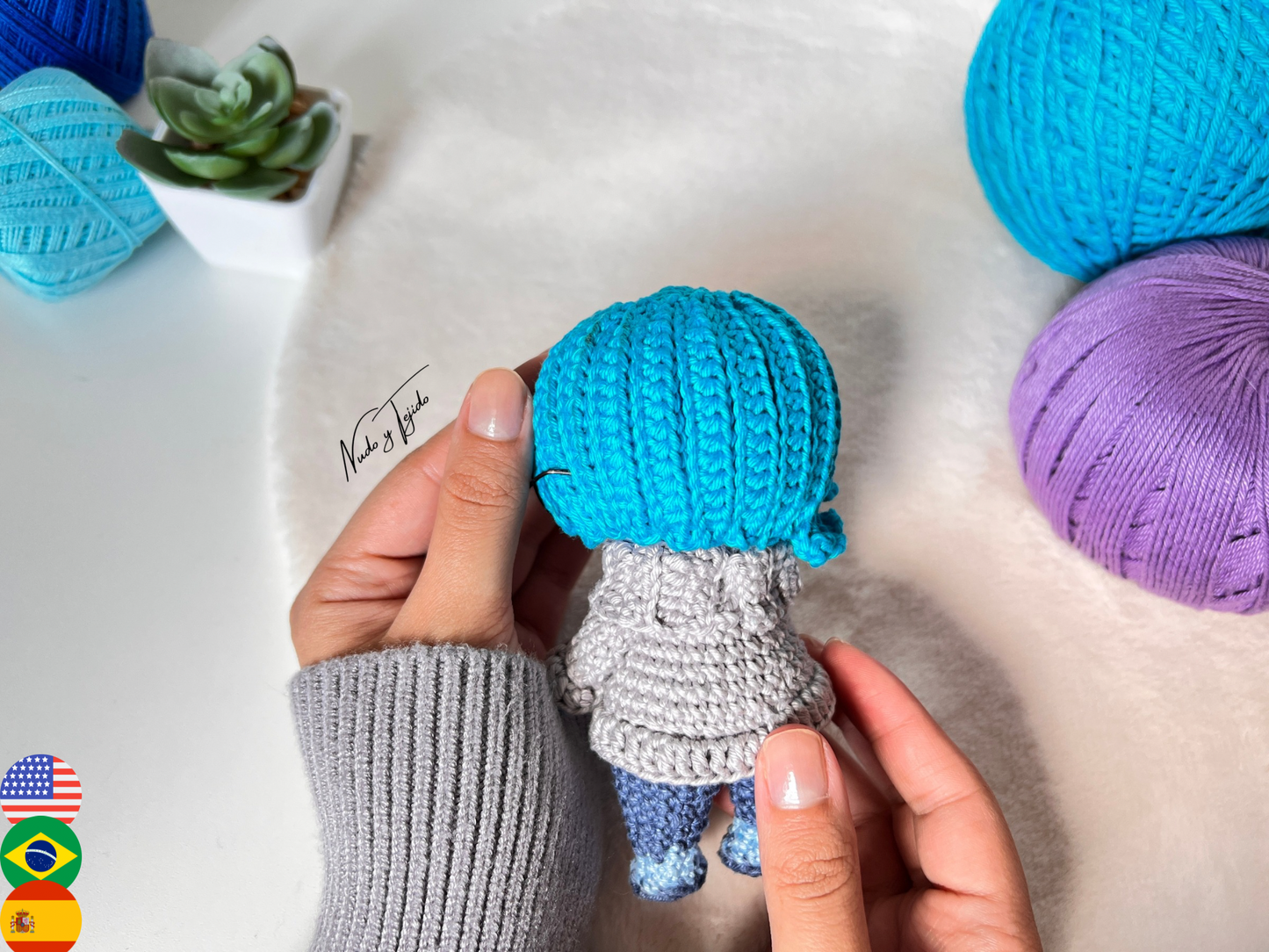 Tristeza Intensamente Amigurumi Patrón PDF Español, Portugues, Inglés