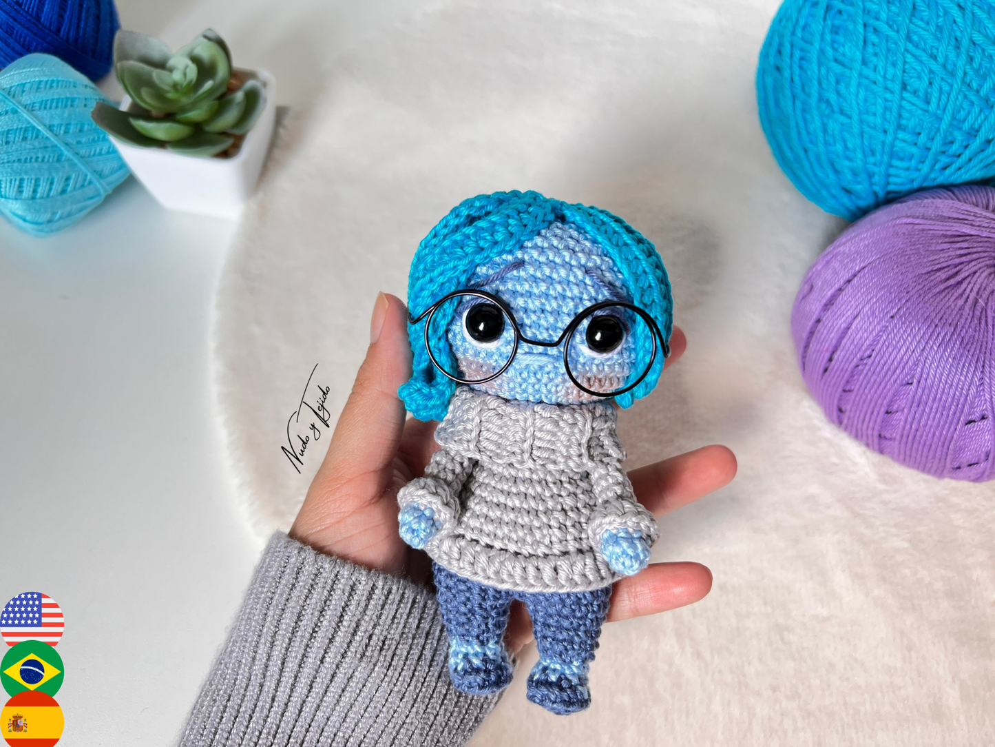 Tristeza Intensamente Amigurumi Patrón PDF Español, Portugues, Inglés