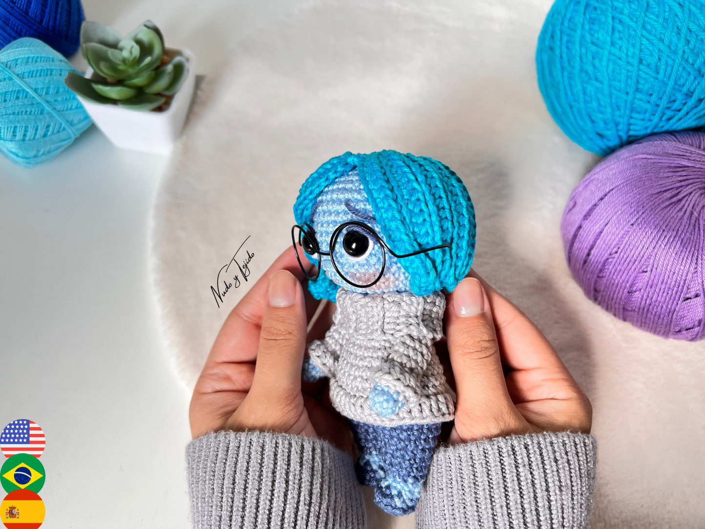 Tristeza Intensamente Amigurumi Patrón PDF Español, Portugues, Inglés