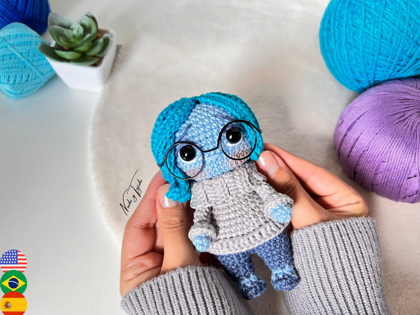 Tristeza Intensamente Amigurumi Patrón PDF Español, Portugues, Inglés